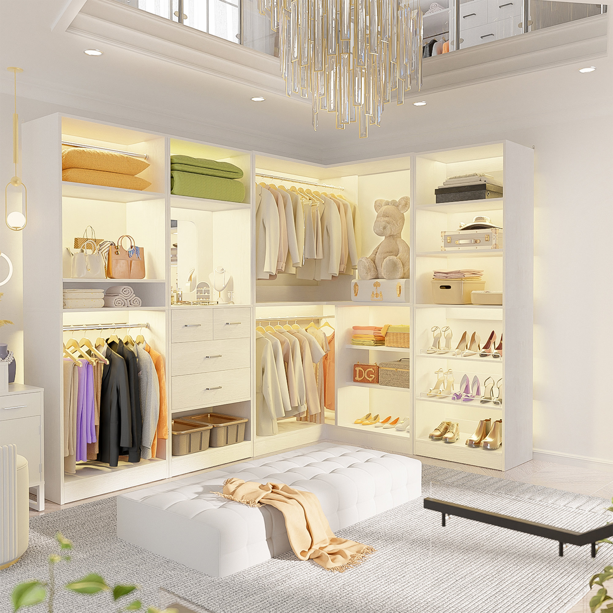Latitude Run® Navada Freestanding Closet System with Mirror | Wayfair